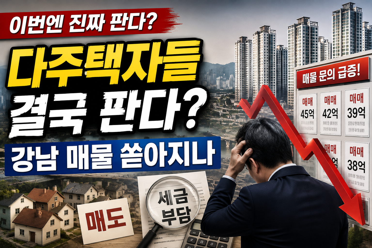 2026년 세제개편 이후 강남 다주택자 매도 문의 증가와 부동산 매물 변화를 분석한 이미지