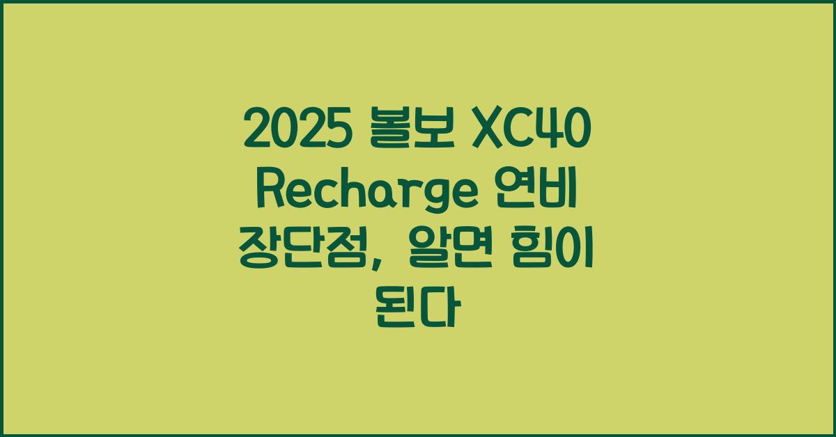 2025 볼보 XC40 Recharge 연비 장단점