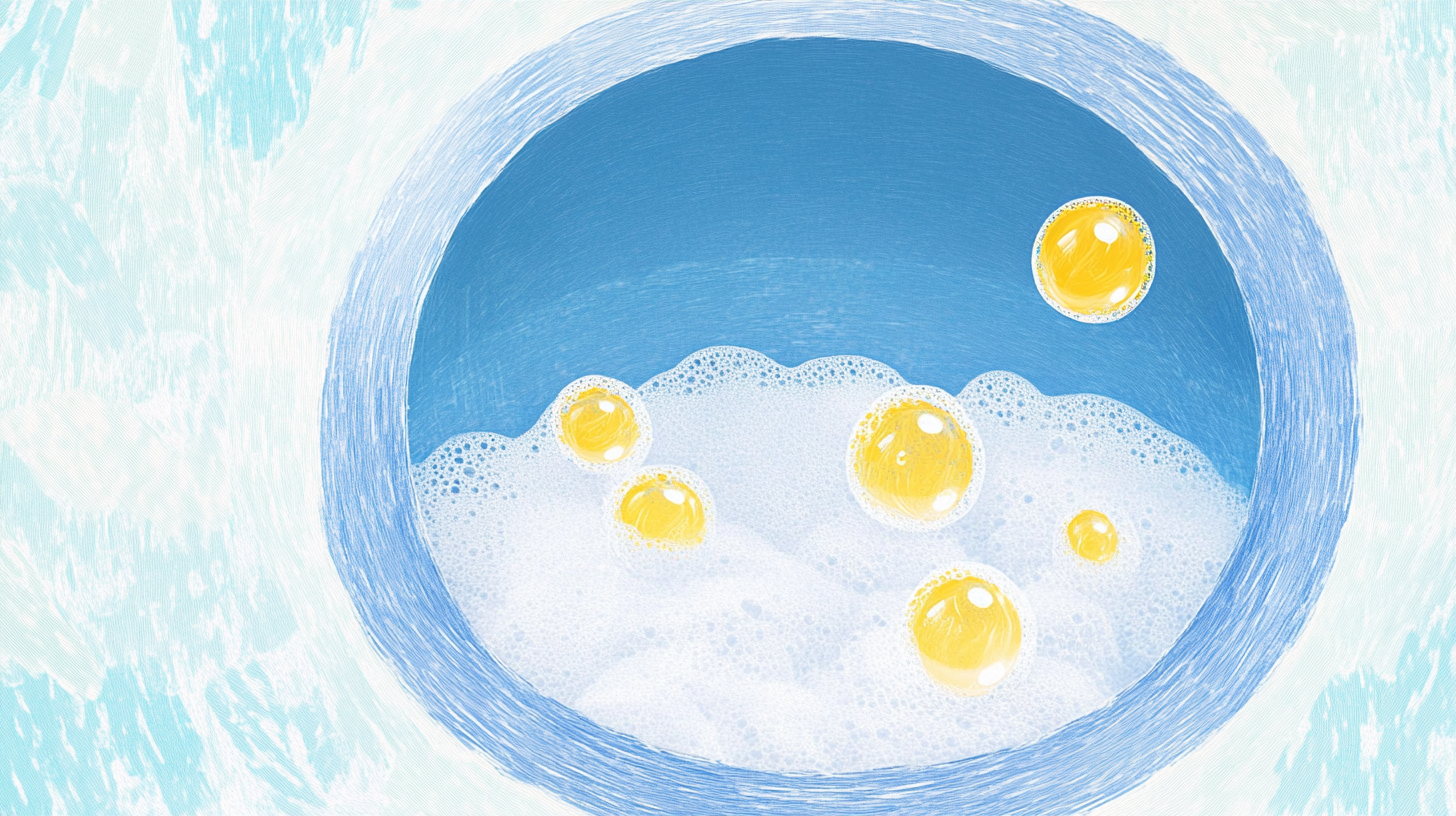 삼성 WW10TP34DSG9S 내부에서 작동하는 에코버블 기술의 모습, 버블 기반의 세탁 효과가 섬유 질감에 어떻게 작용하는지 강조된 클로즈업 이미지.