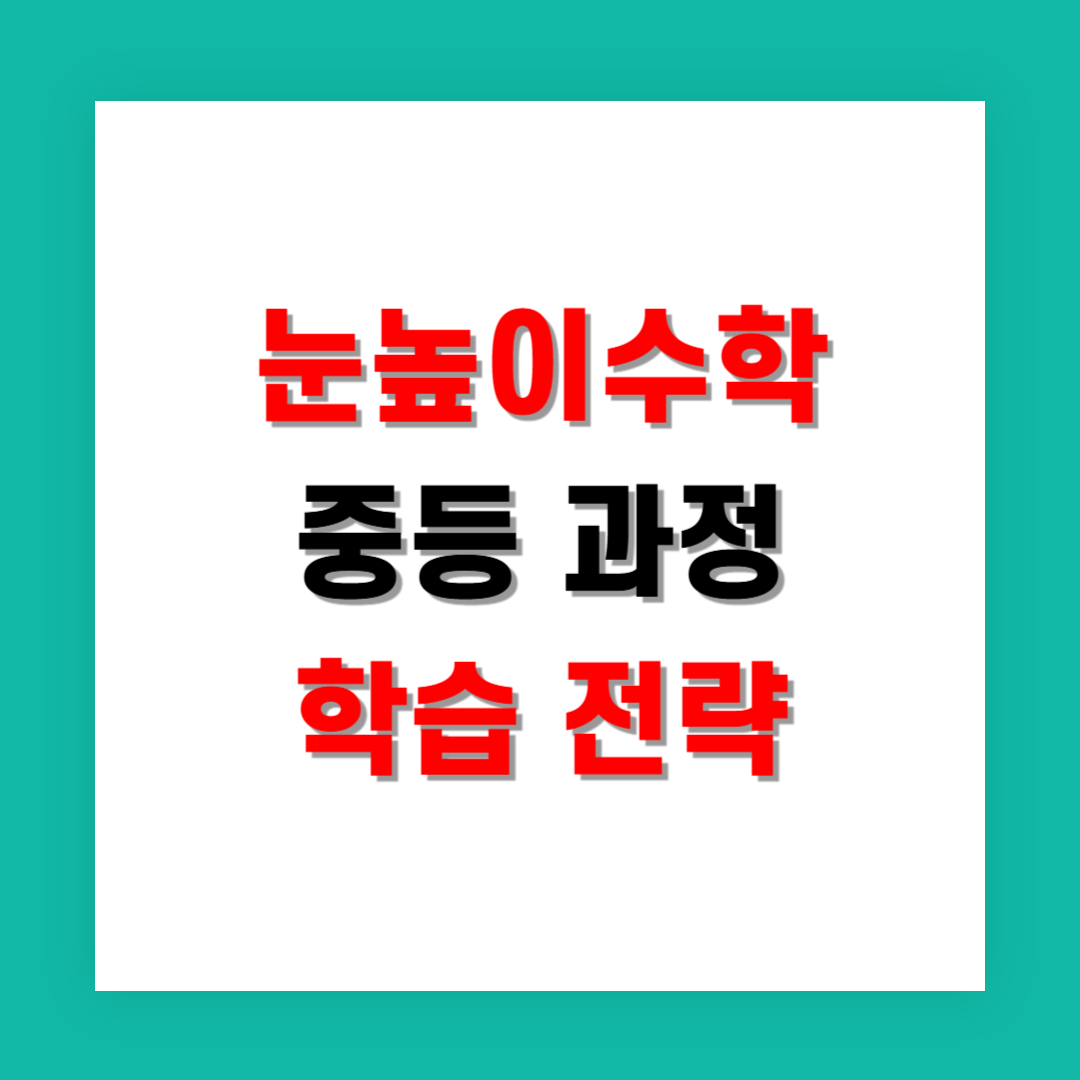 눈높이수학 중등 과정 학습 전략