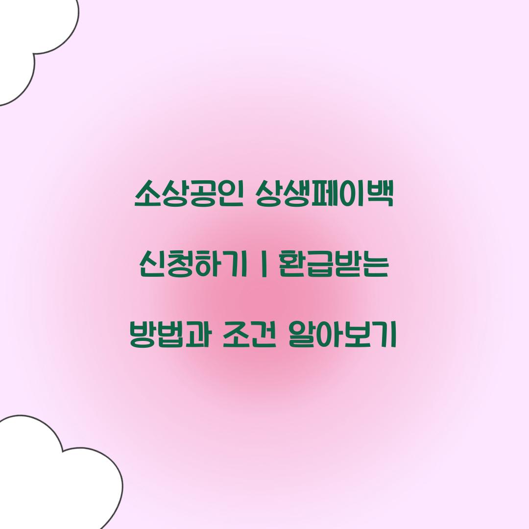소상공인 상생페이백 신청