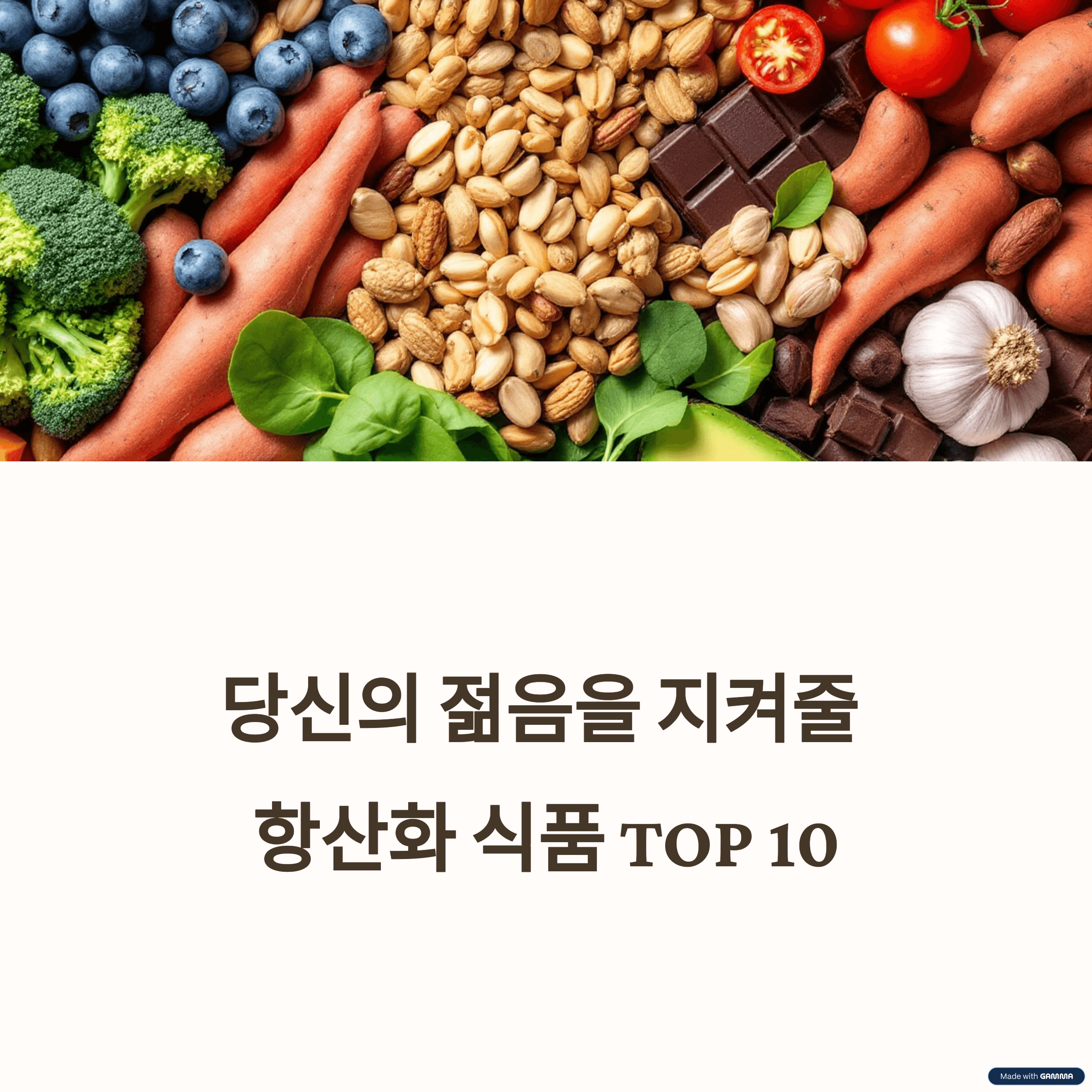 저속노화를 위한 항산화 식품 TOP 10과 섭취 방법