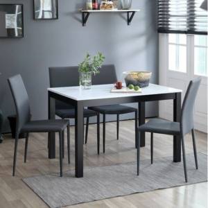 베스트리빙 캘빈 젠 4인용 원목 고광택 하이그로시 화강암 대리석 식탁 테이블세트/의자4개 2color