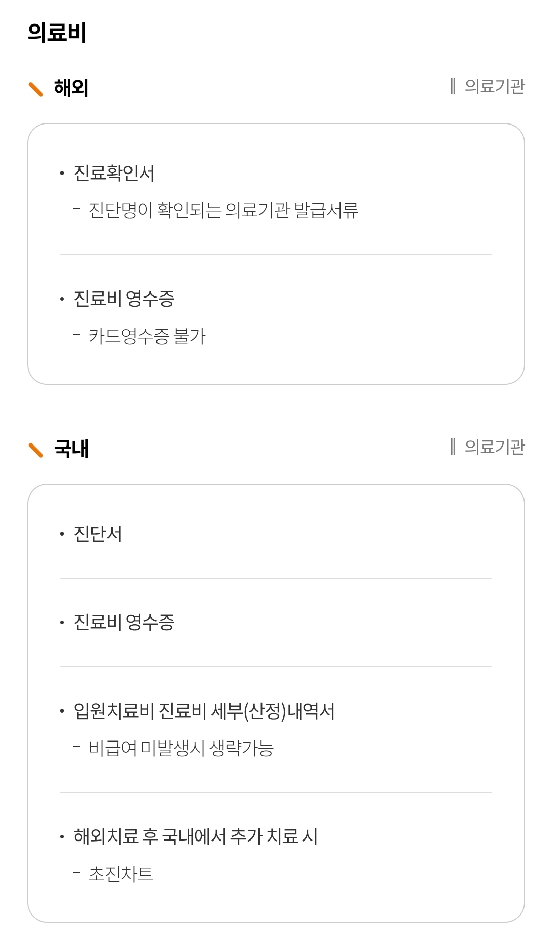 현대해상 여행 보험 "의료비(입원/통원)" 보험금 청구 시 필요서류