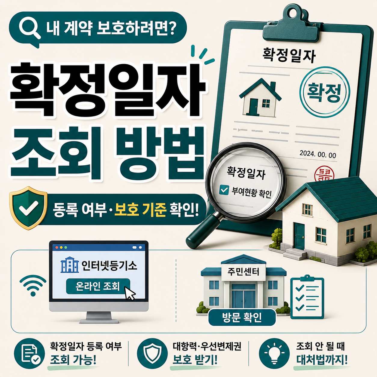 확정일자 조회 방법 인터넷등기소 주민센터 비교 안내