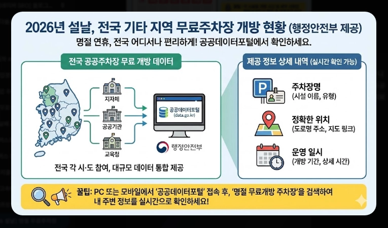 2026 설날 무료주차장(일정, 기간)(지역별 + 현황)