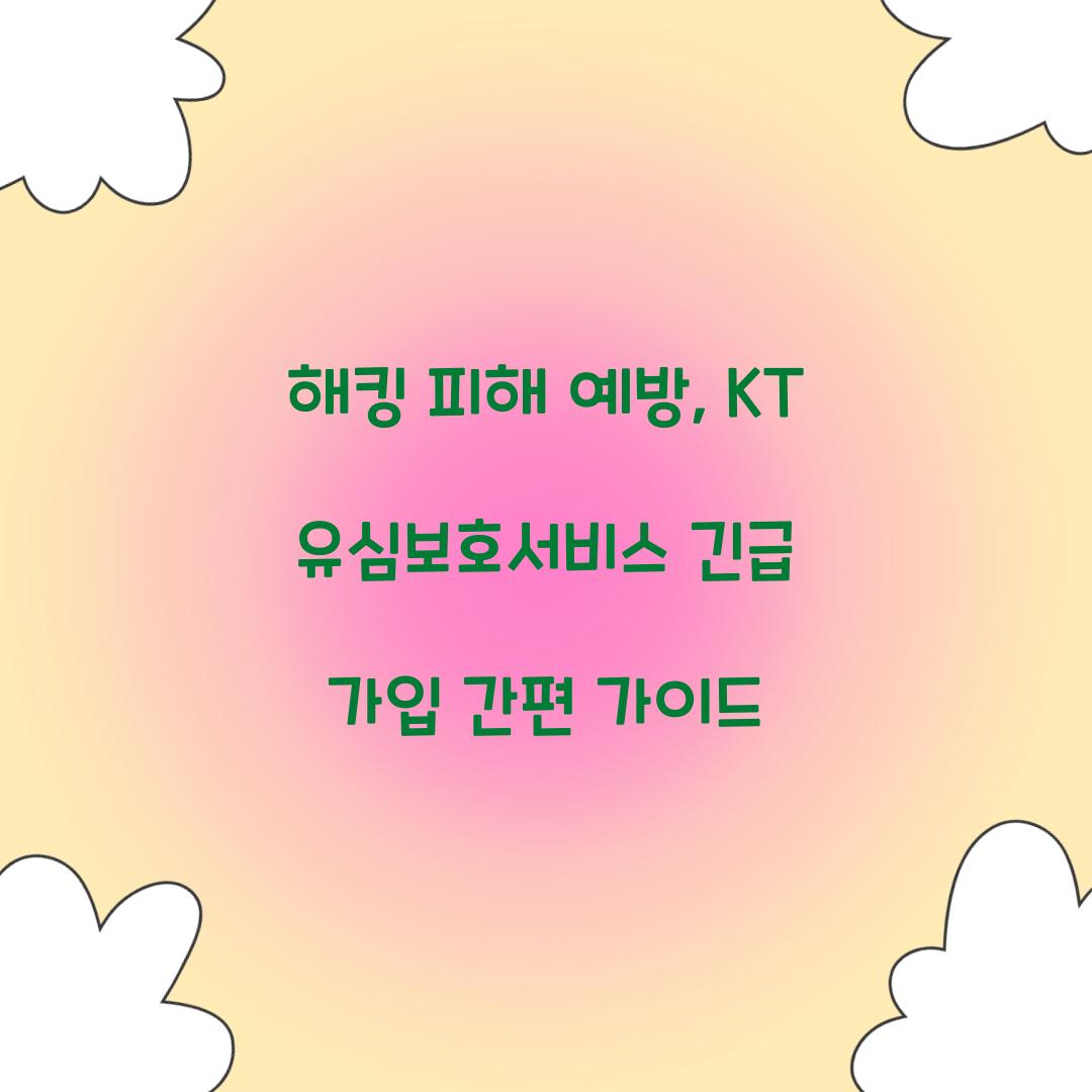 해킹 피해 예방: KT 유심보호서비스 긴급 가입 절차
