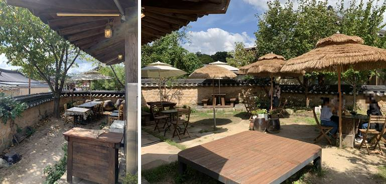 주문하는 곳 왼편과 그늘 자리