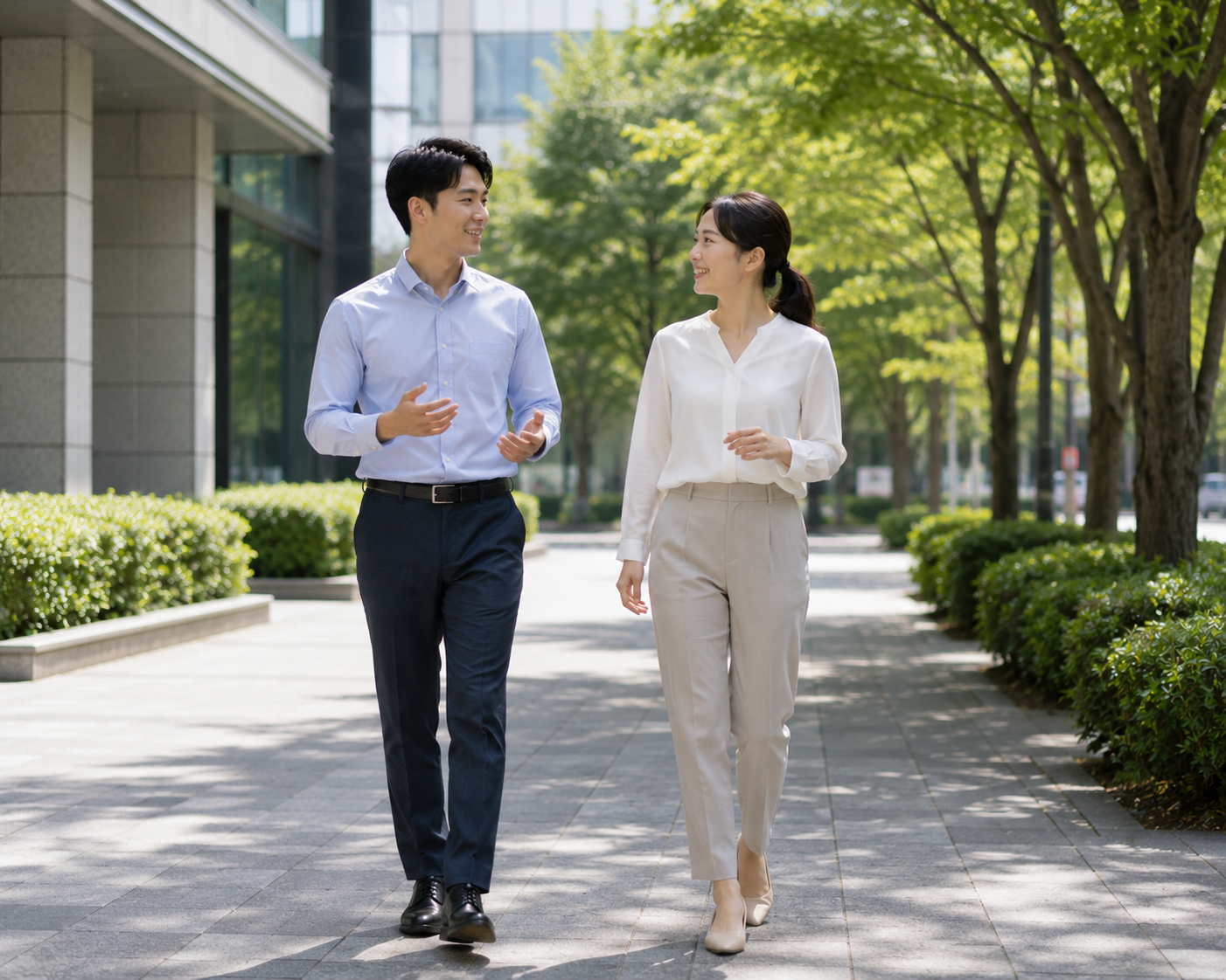 식사 후 가볍게 걷는 직장인