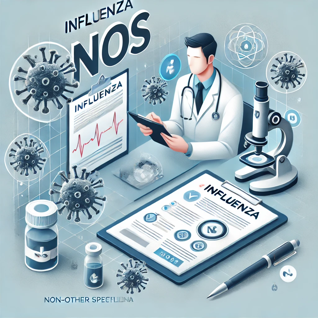 의사가 인플루엔자 NOS에 대해 연구 하는 모습