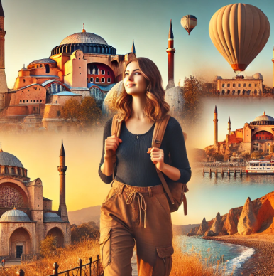 여자 혼자 터키 여행하는 모습