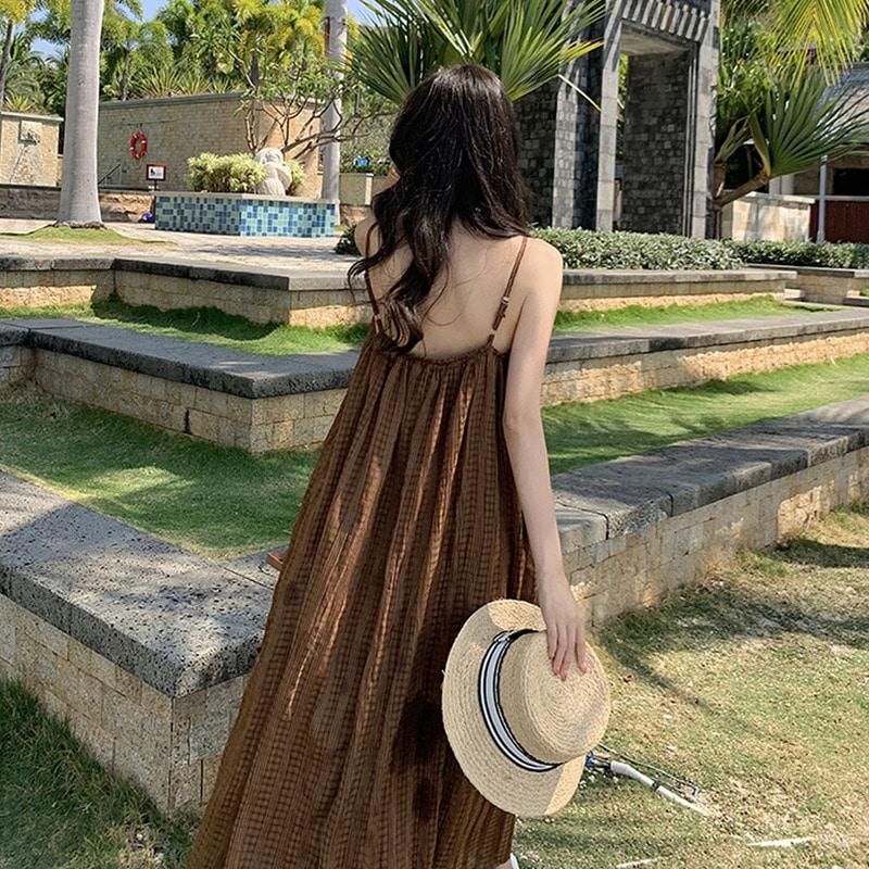 풀빌라 여름 어깨끈 뷔스티에 나시롱원피스 여름 휴양지 바캉스 해외여행원피스