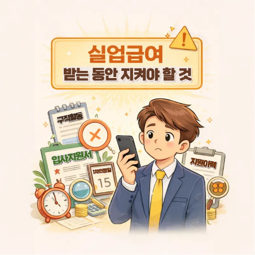 실업급여 받는 동안 꼭 지켜야 할 것들|실업인정·구직활동·중단 사유 한눈에 정리