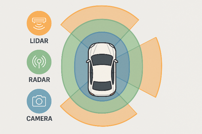 국내 완성차 기업의 다중 센서 기반 자율주행 구조 이미지