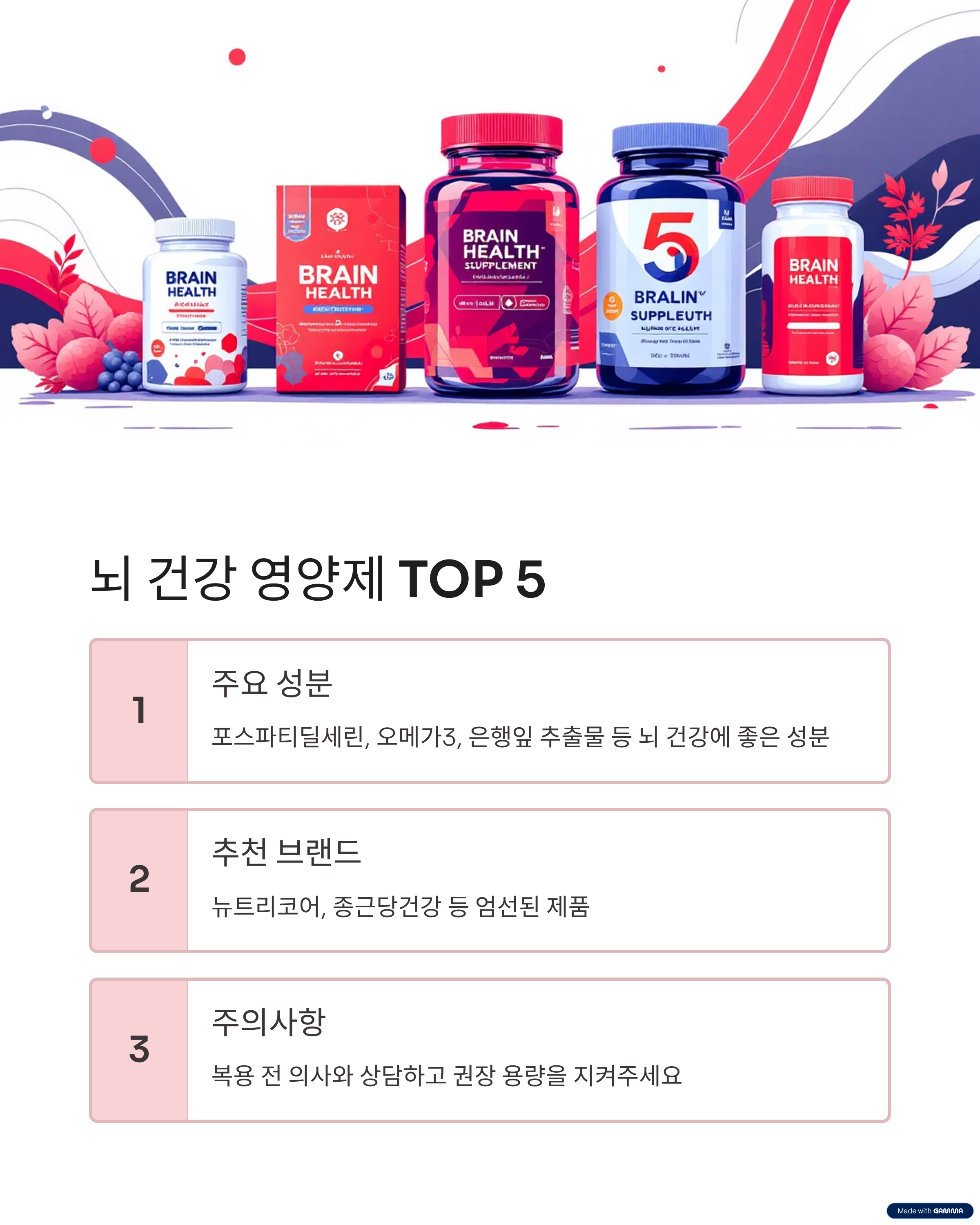 뇌 건강 영양제 TOP 5