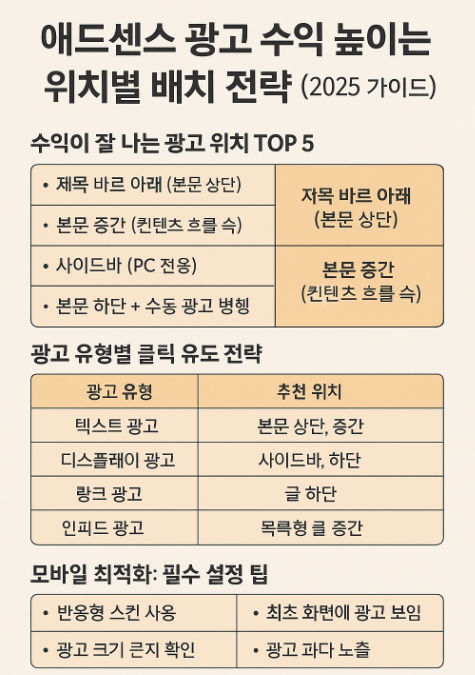 애드센스 광고 수익 높이는 위치별 배치 전략 (2025 가이드)