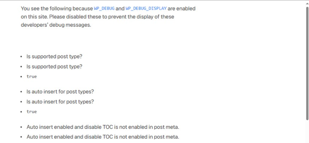 워드프레스 'You see the following because WP_DEBUG and WP_DEBUG_DISPLAY are enabled on this site' 메시지
