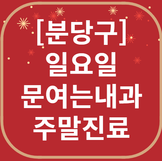 분당 일요일 문 여는 내과 목록 ❘ 토요일 주말 공휴일 병원 바로 찾기