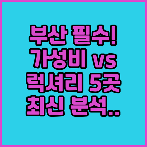 부산 가성비 호텔부터 5성급 럭셔리 ..