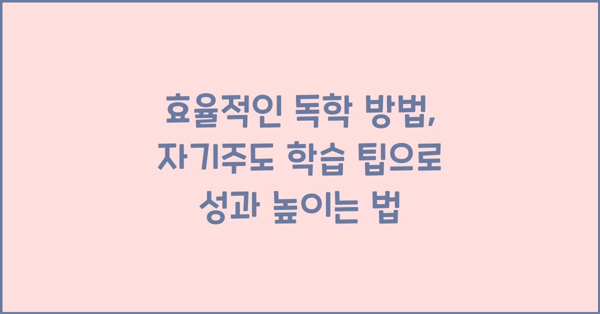 효율적인 독학 방법, 자기주도 학습 팁