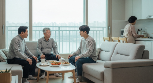 대화를 하고 있는 가족