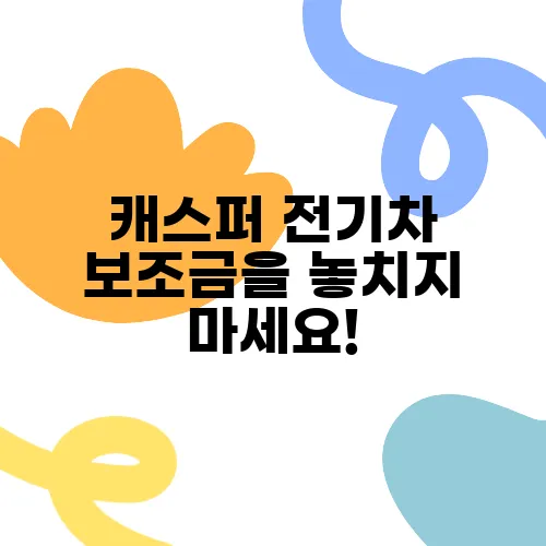 캐스퍼 전기차 보조금을 놓치지 마세요!