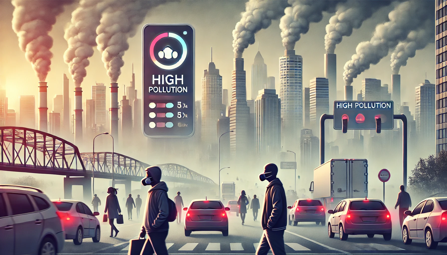 미세먼지로 인해 대기가 흐려진 도시 풍경을 담은 이미지