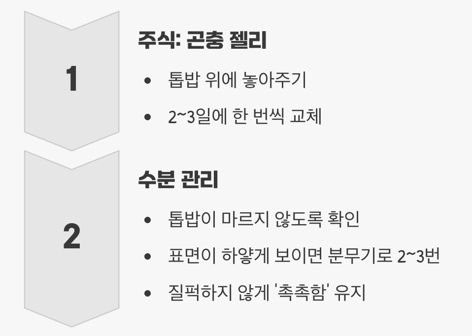 곤충의 밥상, 먹이와 수분 관리