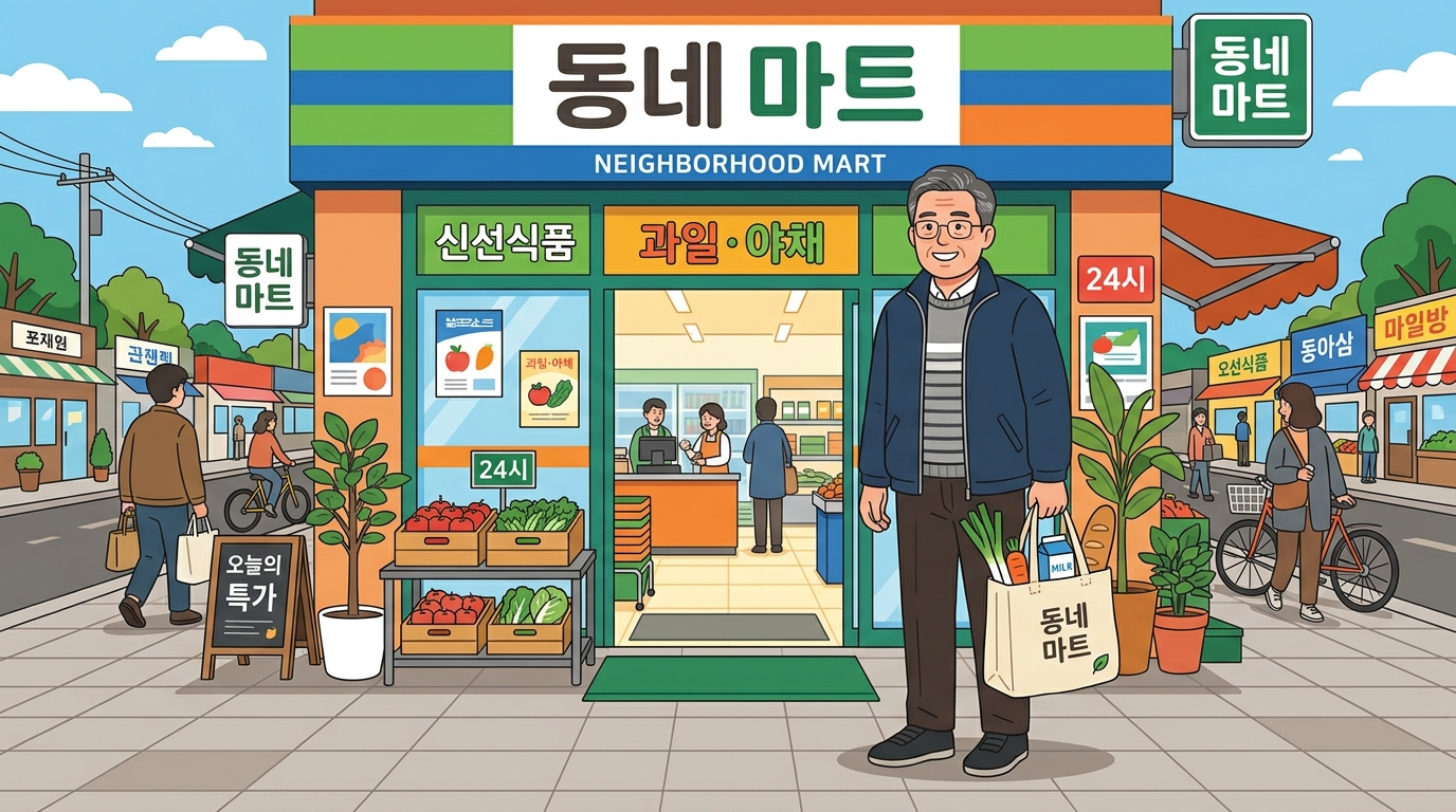 고유가 피해지원금 사용처인 동네 마트를 방문한 한국인 남성