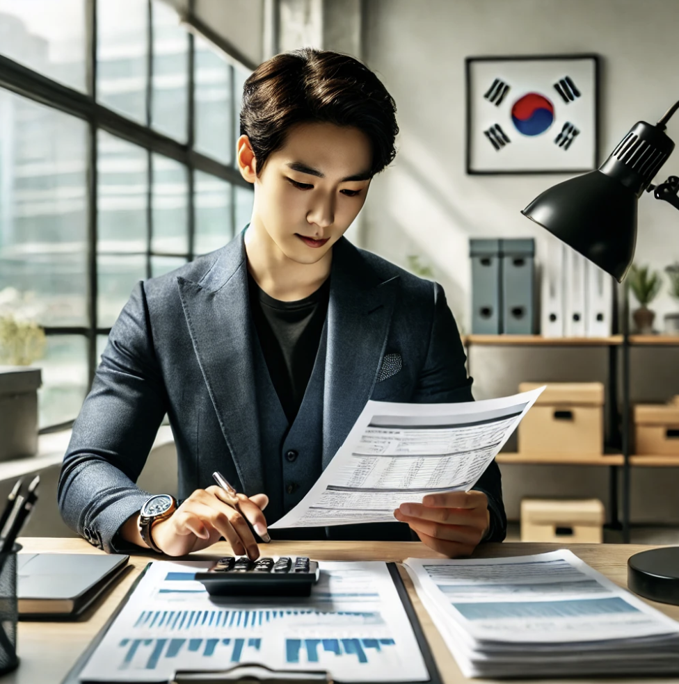 세금 문서를 검토하는 직장인