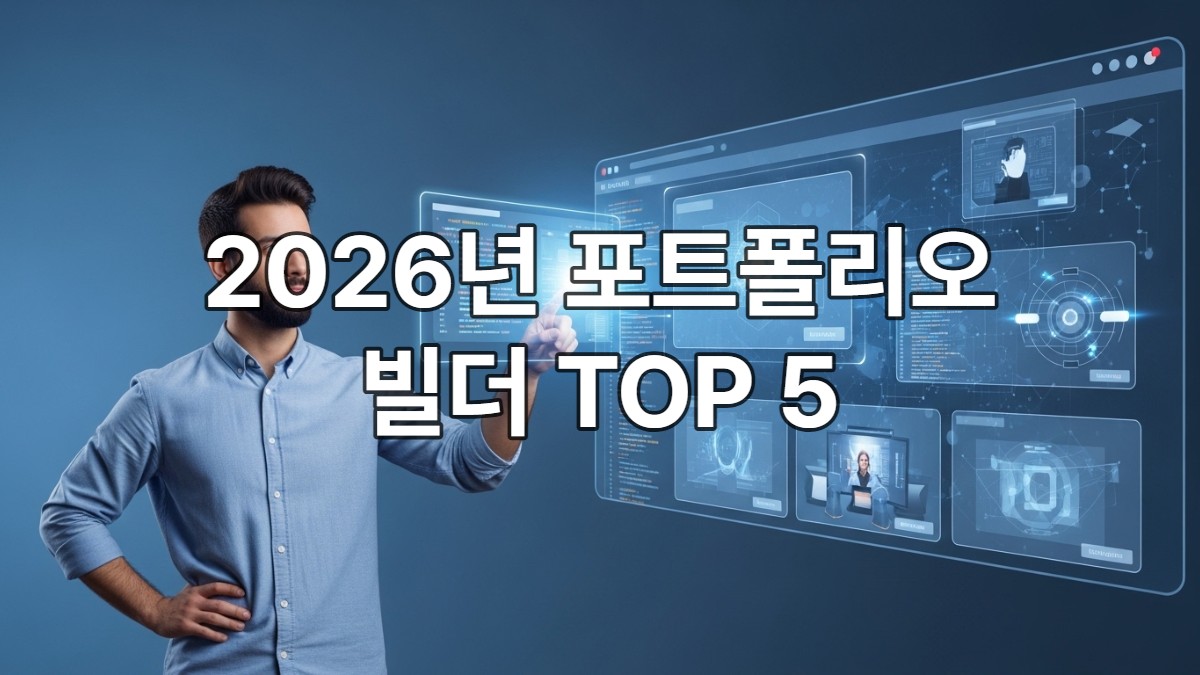 프리랜서 개발자가 2026년 최신 포트폴리오 웹사이트 빌더로 자신의 프로젝트를 설명하는 모습