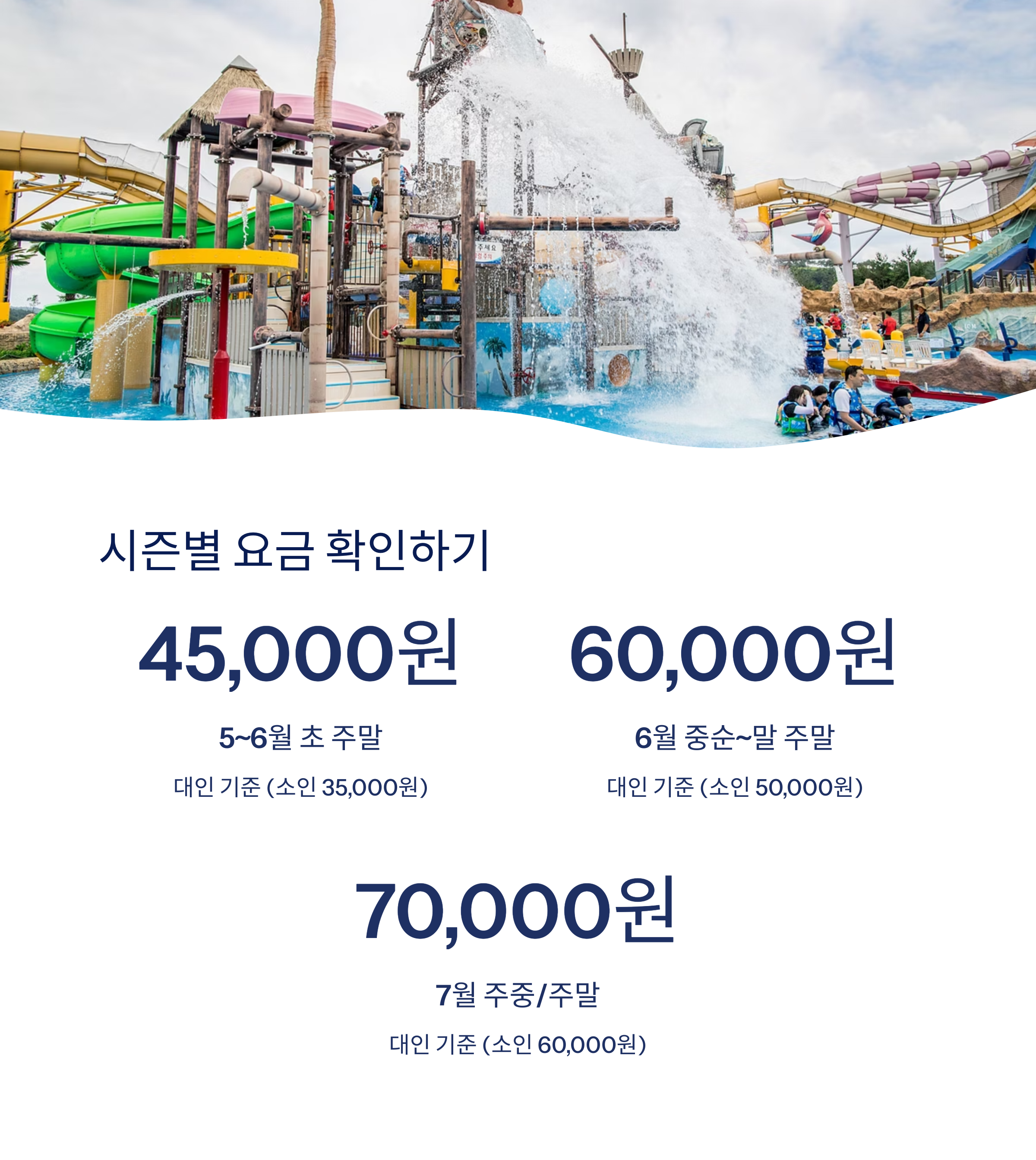 입장 요금표와 시즌별 요금