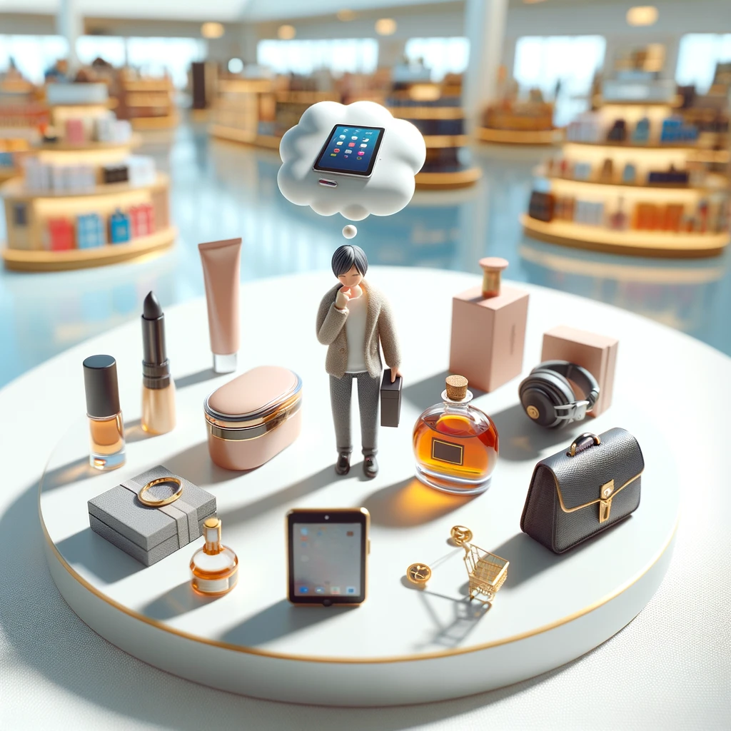 免税店で選べる商品を想像するイメージ