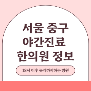 서울 중구 야간진료 한의원 병원 (18시 이후 늦게까지하는 병원)