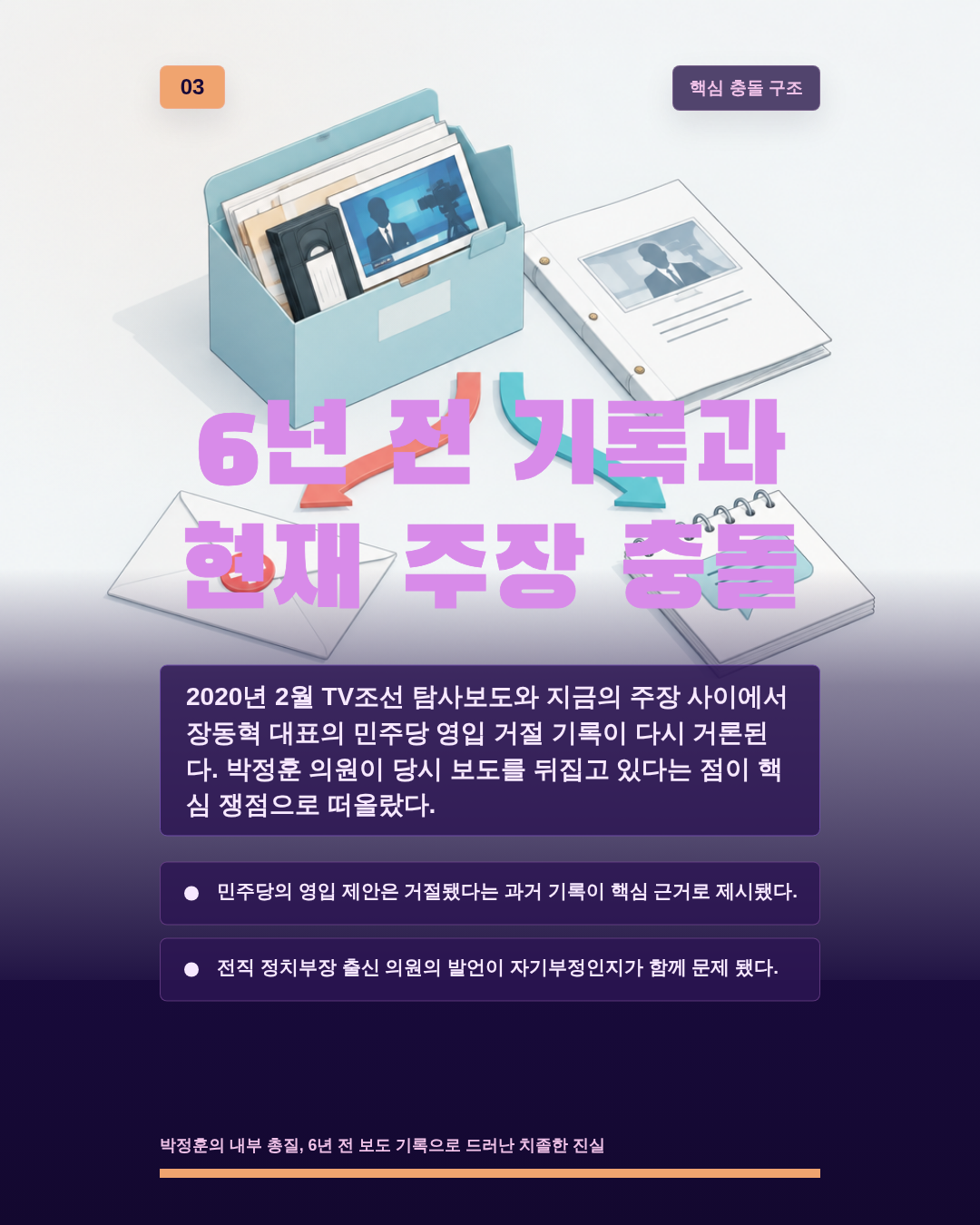 6년 전 기록과 현재 주장 충돌