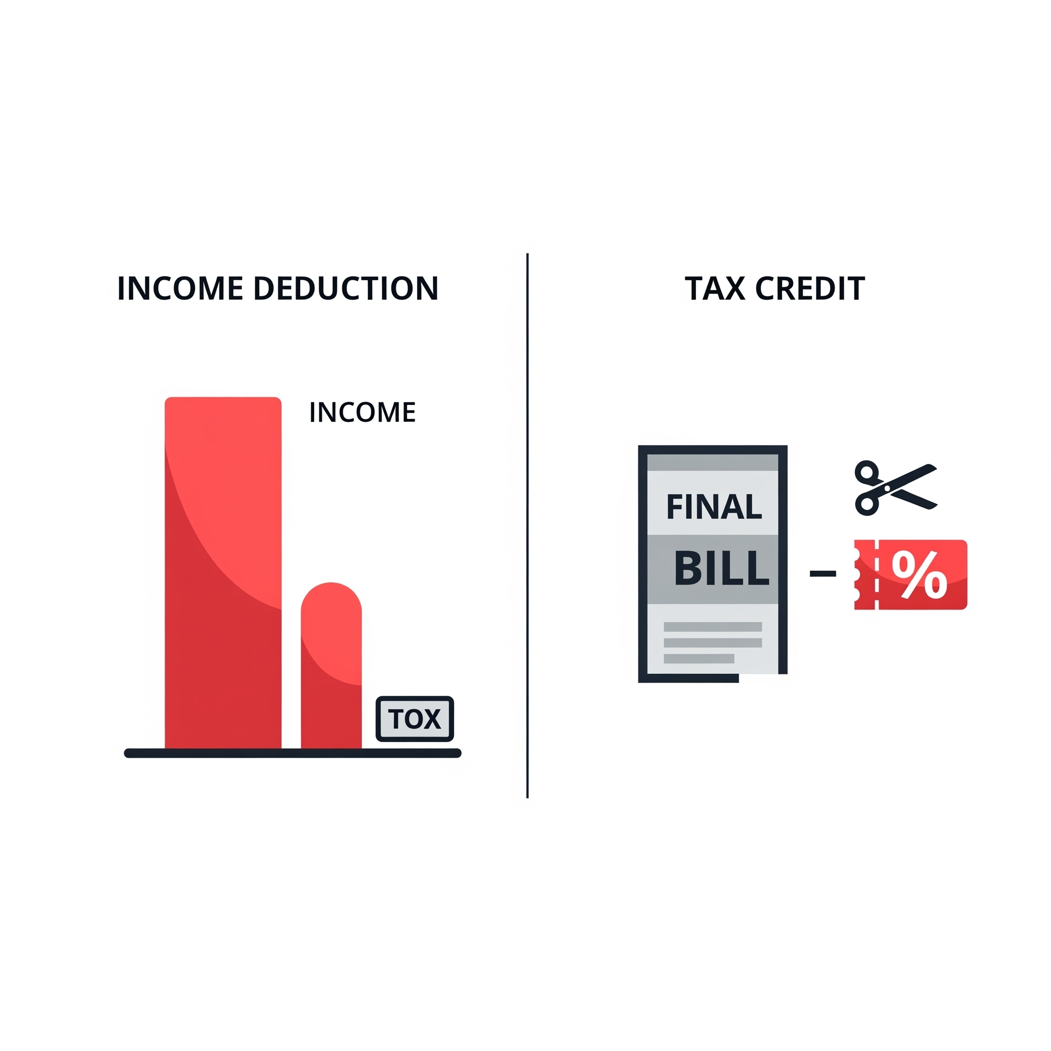 소득공제와 세액공제의 차이점을 보여주는 인포그래픽