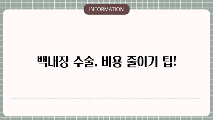 백내장수술비: 