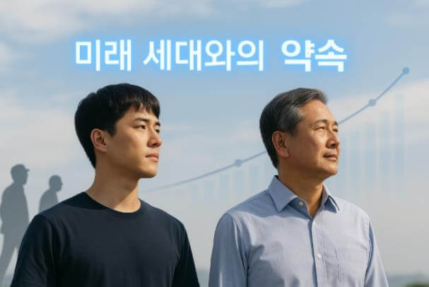 미래 세대를 위한 연금 개혁의 중요성을 상징하는 이미지