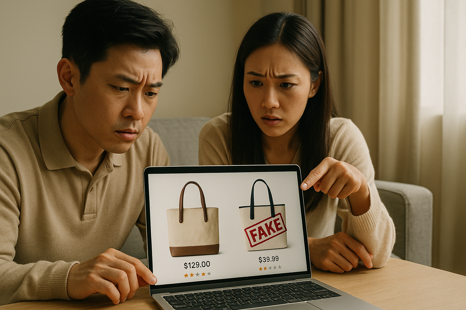 온라인 쇼핑몰에서 진품과 위조품 비교