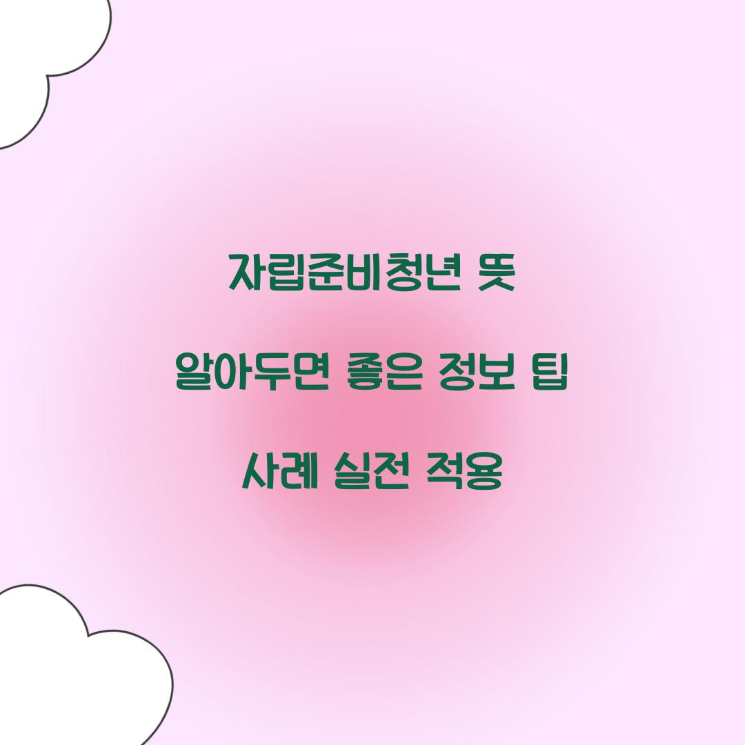 자립준비청년 뜻