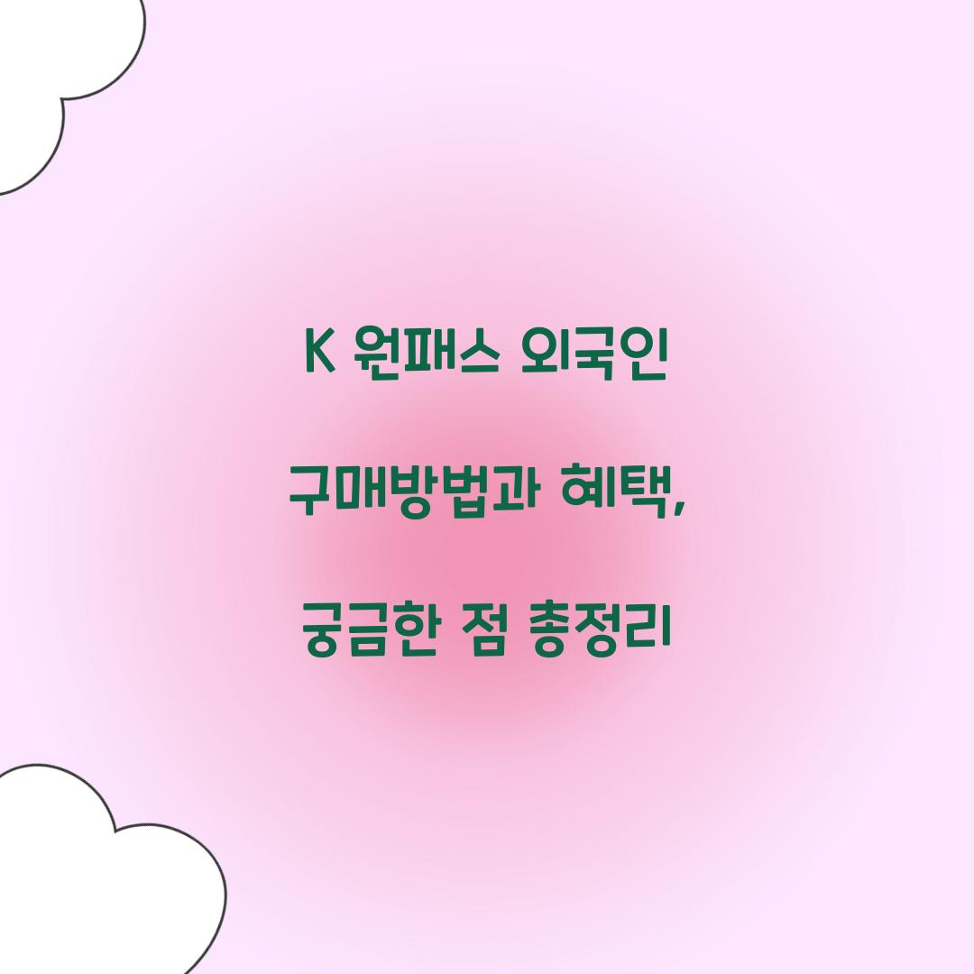 K 원패스 외국인 구매방법