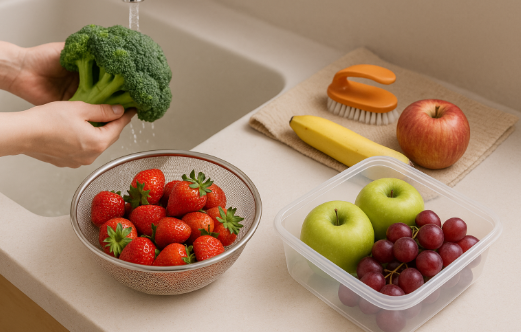 채소,과일 세척 모습