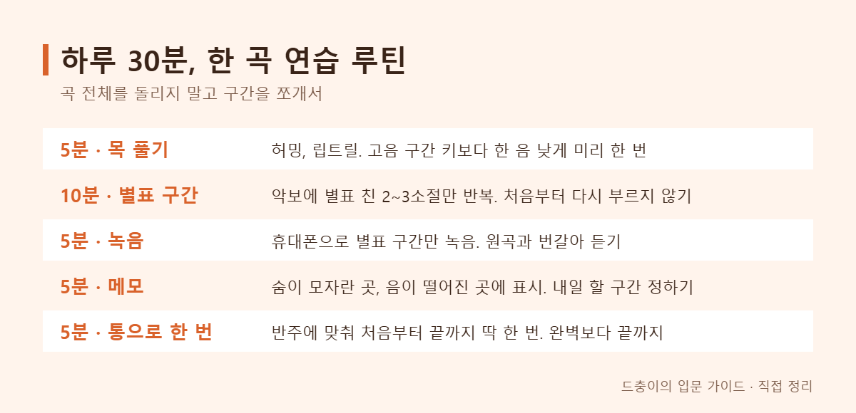 한 곡 연습 하루 30분 루틴 정리