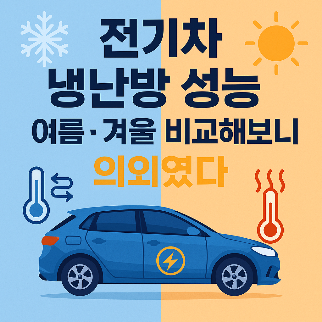 전기차 냉난방 성능, 여름/겨울 비교해보니 의외였다 라고 쓰여진 포스터
