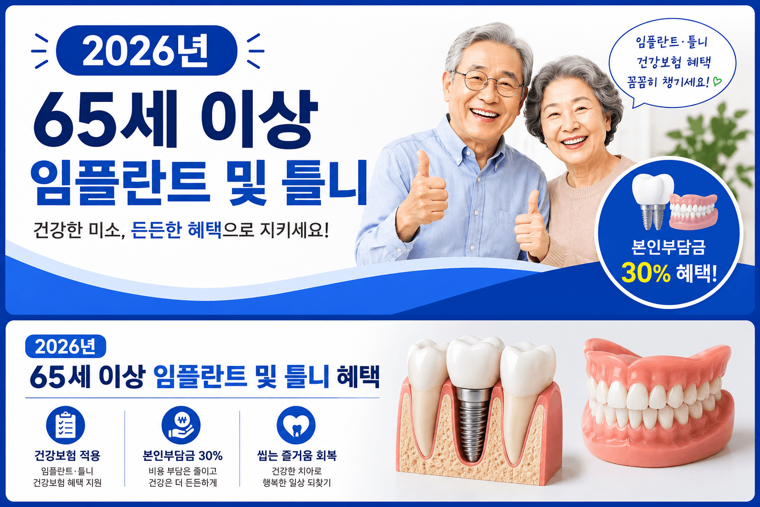 2026년 65세 이상 임플란트 및 틀니 혜택 안내