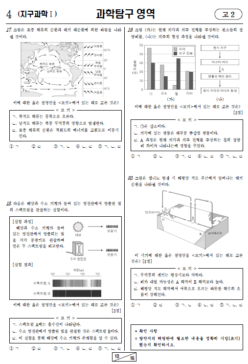 2020-3월-고2-모의고사-지구과학 1-기출문제-다운