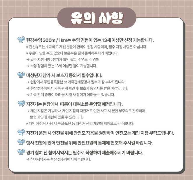 쉬엄쉬엄 한강 3종 축제 유의사항