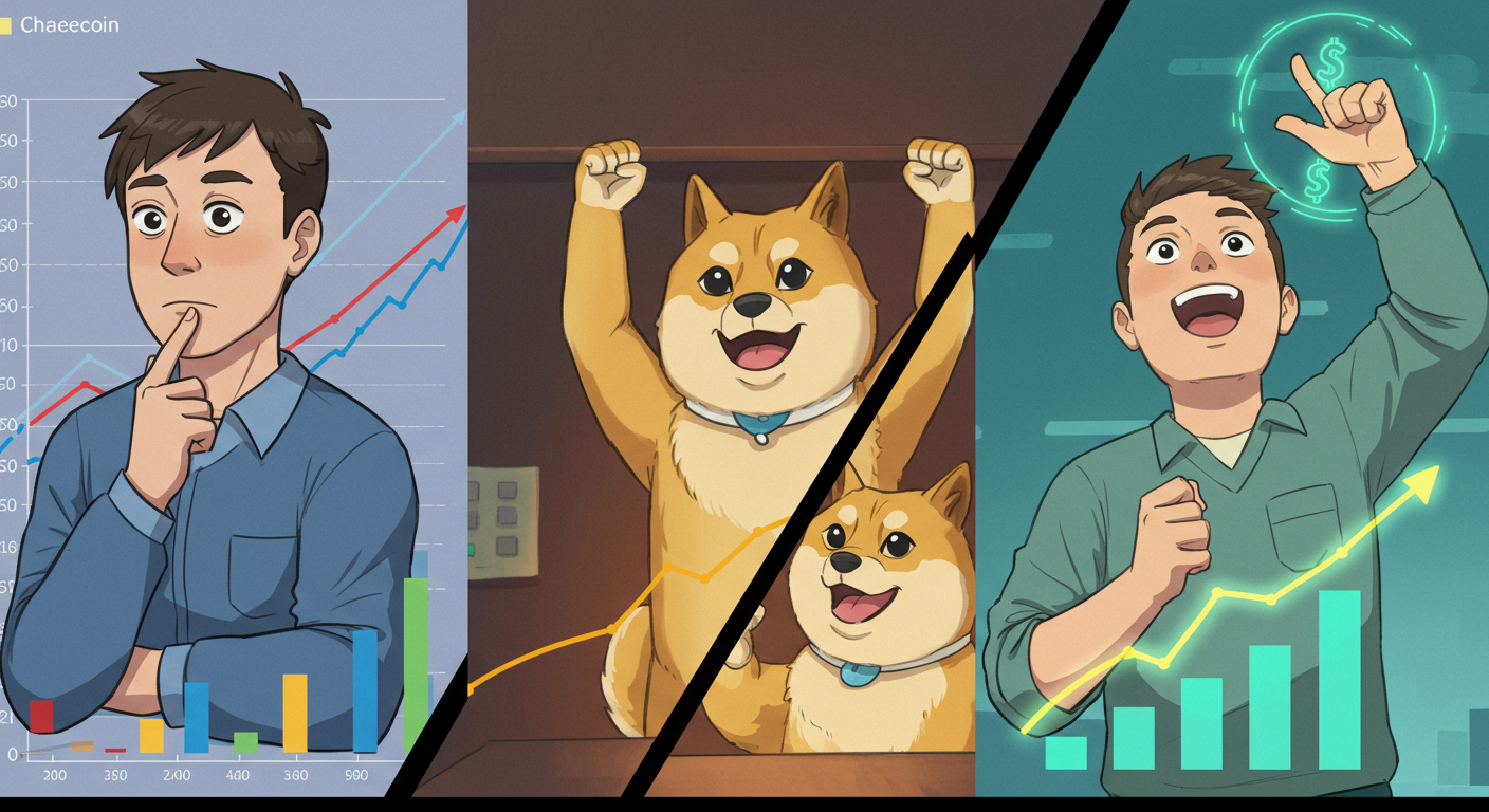 도지코인 최고가 시나리오를 상징하는 장면