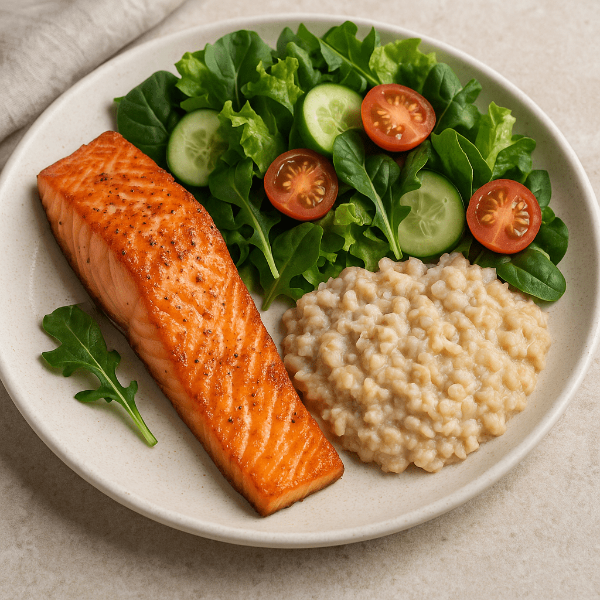 간 건강에 좋은 오이와 토마토, 연어로 만든 샐러드