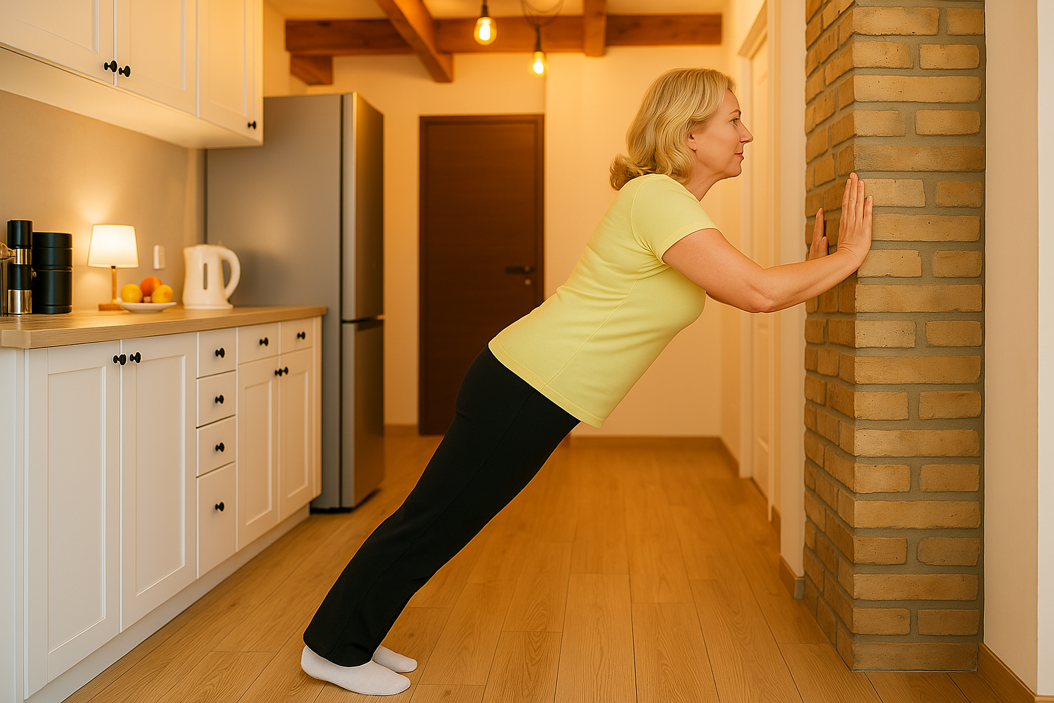 근감소증 예방을 위한 일상 생활 속 근력 운동 : 벽 푸시업